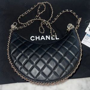 💯 Authentic Chanel small hobo black with gold hardware.  NWT and never used.